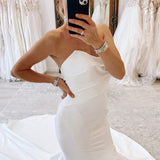 Halo | White Strapless Satin Long Mermaid Wedding Dress