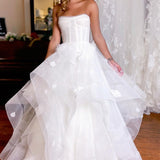 Monica | Simple White Corset A-Line Wedding Dress with Appliques