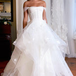 Monica | Simple White Corset A-Line Wedding Dress with Appliques