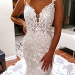 Love | Ivory Backless Sleeveless Lace Mermaid Long Wedding Dress