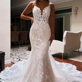 Love | Ivory Backless Sleeveless Lace Mermaid Long Wedding Dress