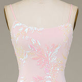 Mermaid Sparkly Pink Prom Dress with Slit