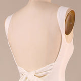 Simple Ivory Mermaid Wedding Dress with Back Bowknot