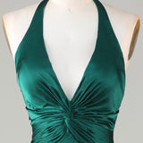 Mermaid Halter Dark Green Bridesmaid Dress