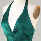 Mermaid Halter Dark Green Bridesmaid Dress