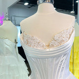 Anya | Yellow Strapless A-Line Ruffle Long Prom Dress With Split
