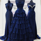 Anya | Yellow Strapless A-Line Ruffle Long Prom Dress With Split