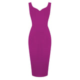 1950S Burgundy Sleeveless Bodycon Midi Vintage Dress