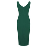 1950S Burgundy Sleeveless Bodycon Midi Vintage Dress