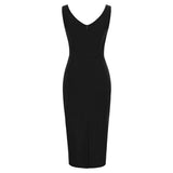 1950S Burgundy Sleeveless Bodycon Midi Vintage Dress