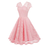 1950S Charming Pink Lace Cap Sleeve Sweetheart Neckline Vintage Swing Dress