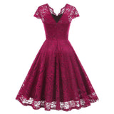 1950S Charming Pink Lace Cap Sleeve Sweetheart Neckline Vintage Swing Dress