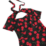 1950S Cherry Print Short Sleeve Tunic Vintage Dress