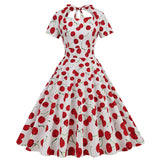 1950S Cherry Print Short Sleeve Tunic Vintage Dress