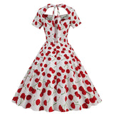 1950S Cherry Print Short Sleeve Tunic Vintage Dress