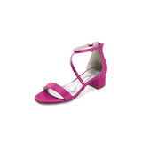 White Cross-Strap Open Toe Chunky Heels