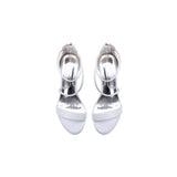 White Cross-Strap Open Toe Chunky Heels
