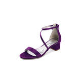 White Cross-Strap Open Toe Chunky Heels