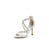 Black Crystal Beaded Cross-Strap High Heels