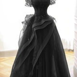 Elva | Green Tulle Off-the-Shoulder Lace Corset Long Prom Dress with Beading