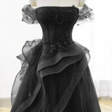 Elva | Green Tulle Off-the-Shoulder Lace Corset Long Prom Dress with Beading