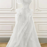 Elva | Green Tulle Off-the-Shoulder Lace Corset Long Prom Dress with Beading