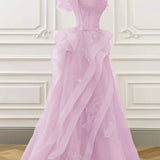 Elva | Green Tulle Off-the-Shoulder Lace Corset Long Prom Dress with Beading