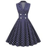 1950S Lapel Sleeveless Double breasted Polka Dot Cut Vintage Dress