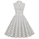 1950S Lapel Sleeveless Double breasted Polka Dot Cut Vintage Dress