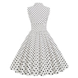 1950S Lapel Sleeveless Double breasted Polka Dot Cut Vintage Dress