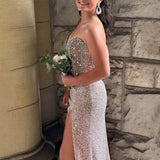 Thea | Mermaid Sweetheart Sequins Gold Long Prom Dress With Beading