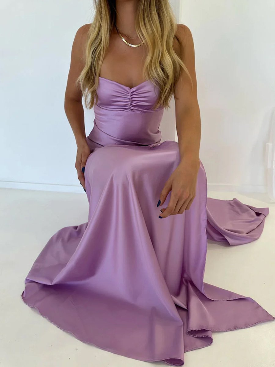 Esme | Sheath Red Spaghetti Straps Long Prom Dresses With Split