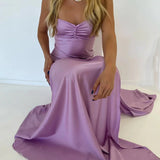 Esme | Sheath Red Spaghetti Straps Long Prom Dresses With Split