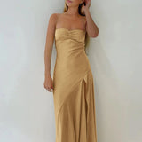 Esme | Sheath Red Spaghetti Straps Long Prom Dresses With Split