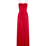 Esme | Sheath Red Spaghetti Straps Long Prom Dresses With Split