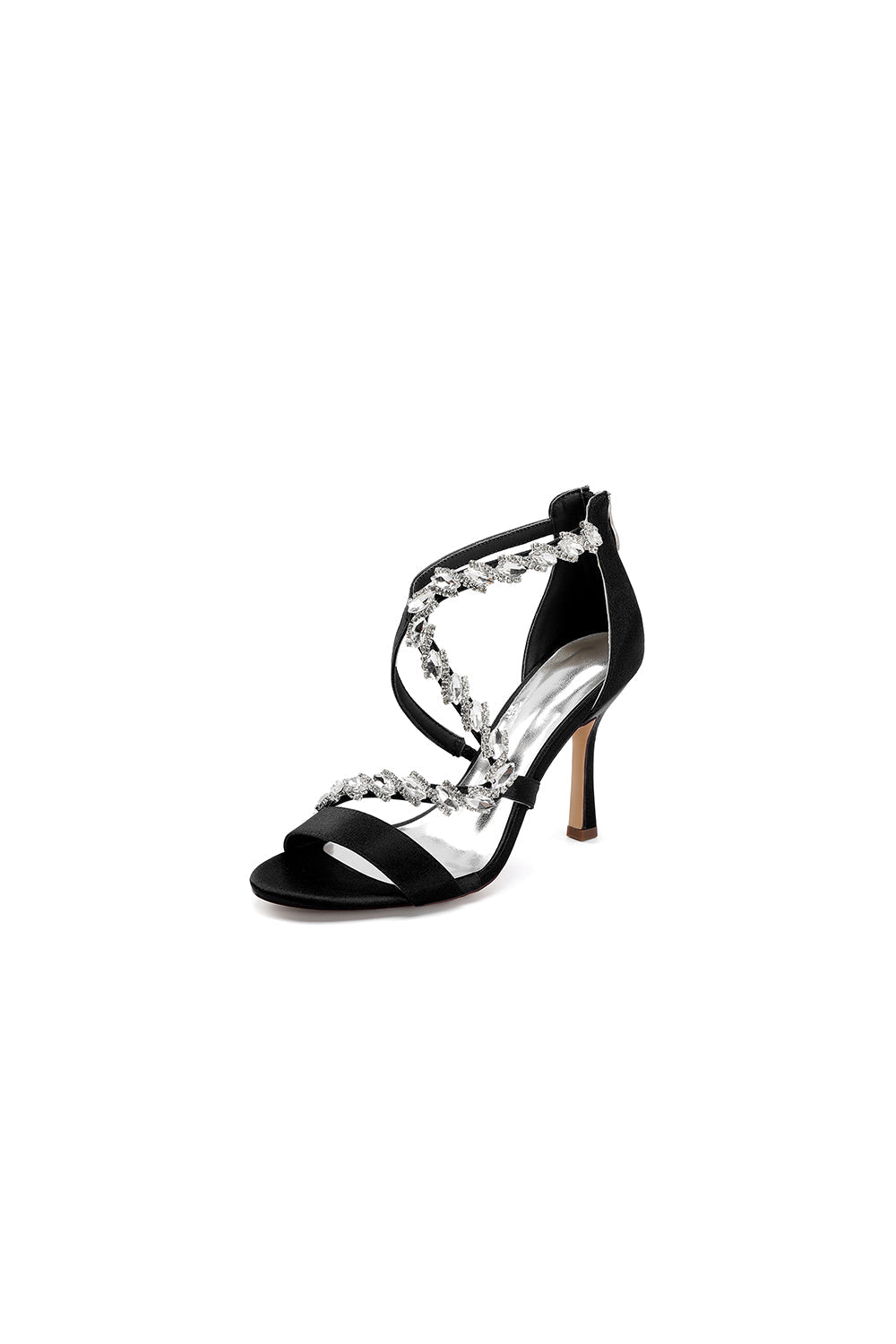 Open Toe Crystal Cross-Strap Stiletto Sandals