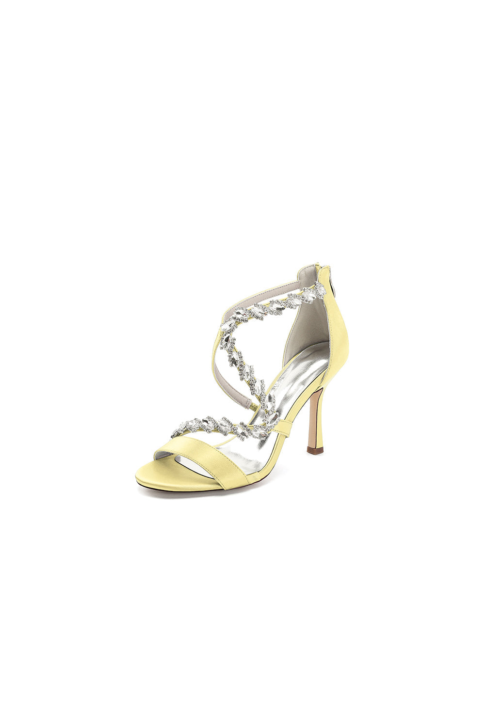 Open Toe Crystal Cross-Strap Stiletto Sandals