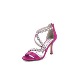 Open Toe Crystal Cross-Strap Stiletto Sandals