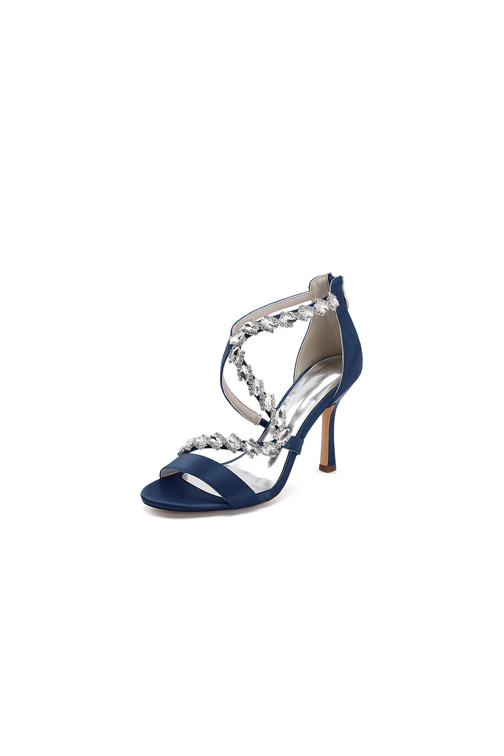 Open Toe Crystal Cross-Strap Stiletto Sandals
