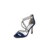 Open Toe Crystal Cross-Strap Stiletto Sandals