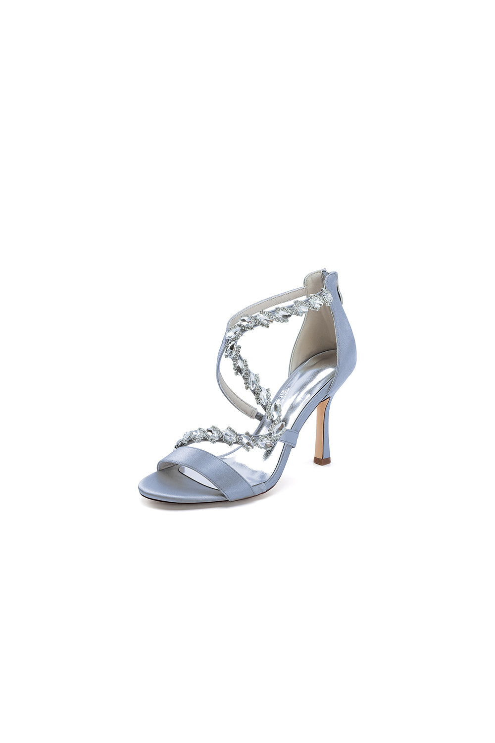 Open Toe Crystal Cross-Strap Stiletto Sandals