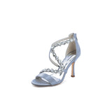 Open Toe Crystal Cross-Strap Stiletto Sandals