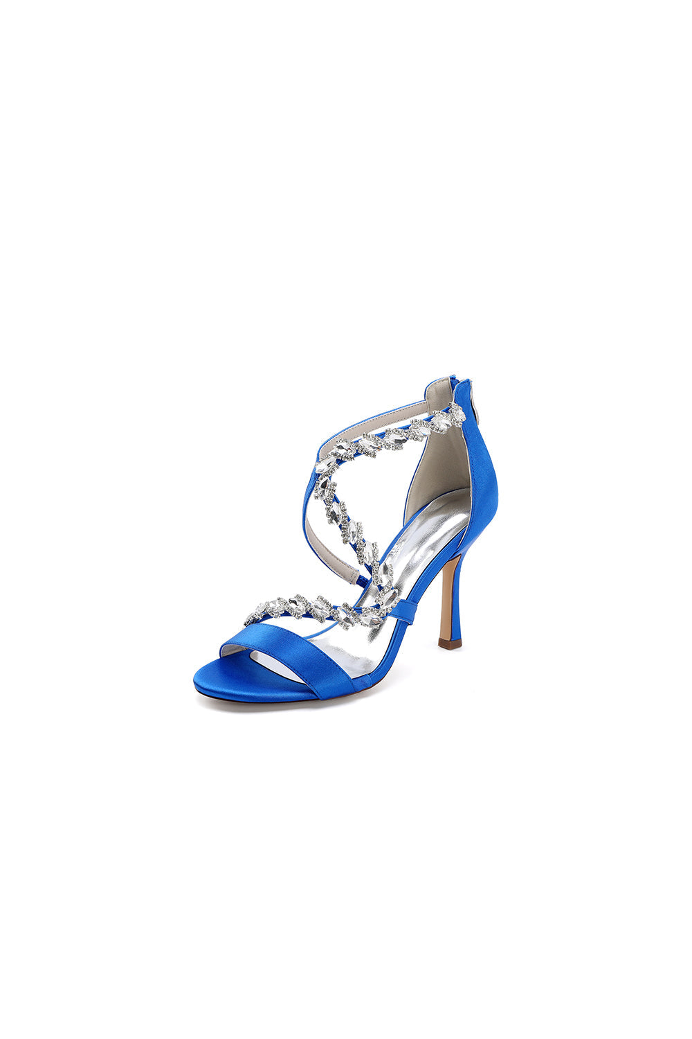 Open Toe Crystal Cross-Strap Stiletto Sandals