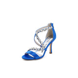 Open Toe Crystal Cross-Strap Stiletto Sandals
