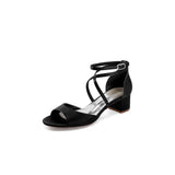 Yellow Peep Toe Cross-Strap Chunky Heels
