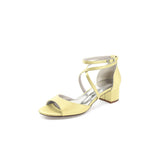 Yellow Peep Toe Cross-Strap Chunky Heels