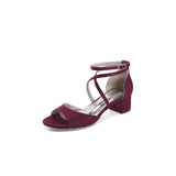Yellow Peep Toe Cross-Strap Chunky Heels