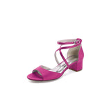 Yellow Peep Toe Cross-Strap Chunky Heels