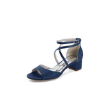 Yellow Peep Toe Cross-Strap Chunky Heels