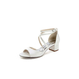 Yellow Peep Toe Cross-Strap Chunky Heels